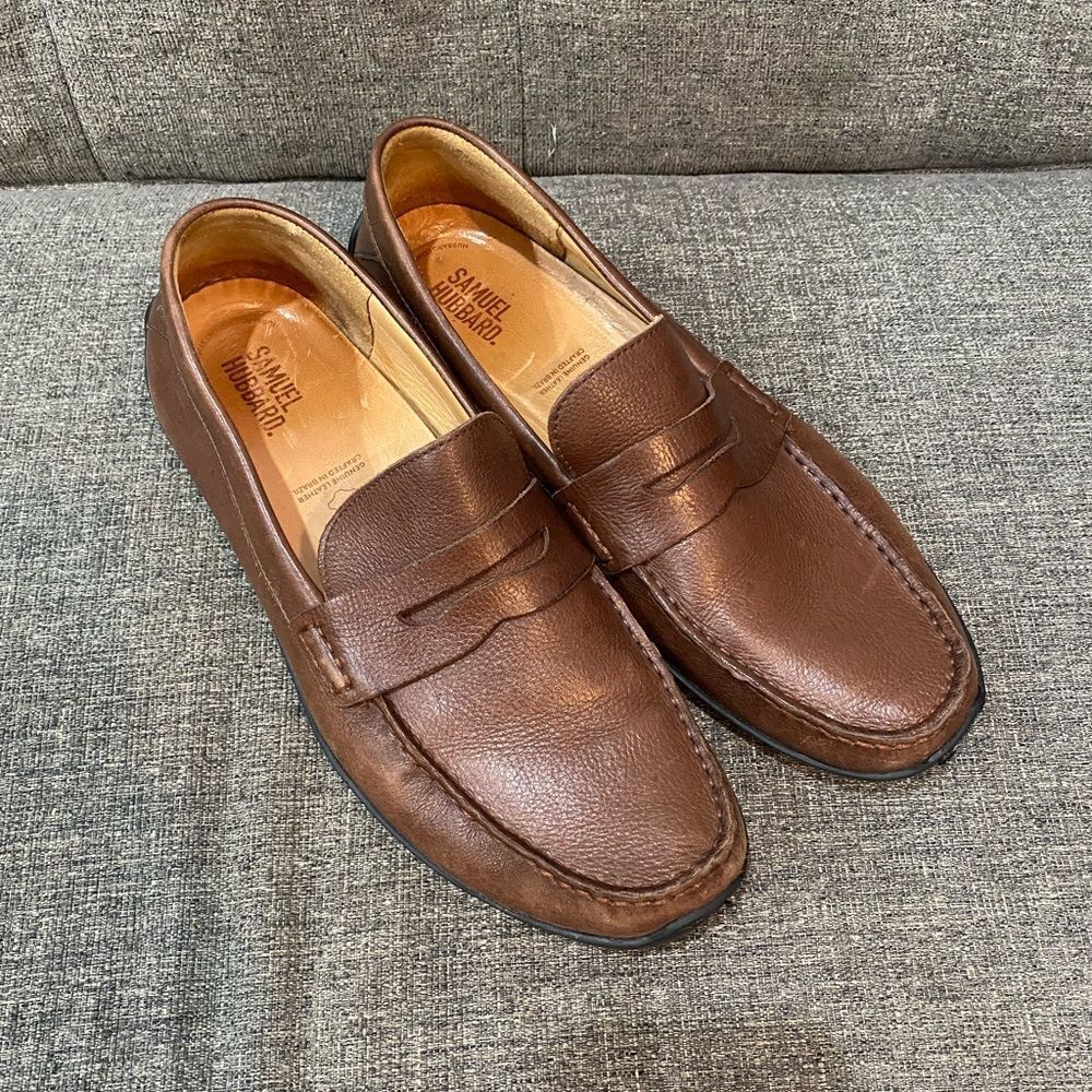 Samuel Hubbard Brown Leather Slip On Loafer Men Size 11